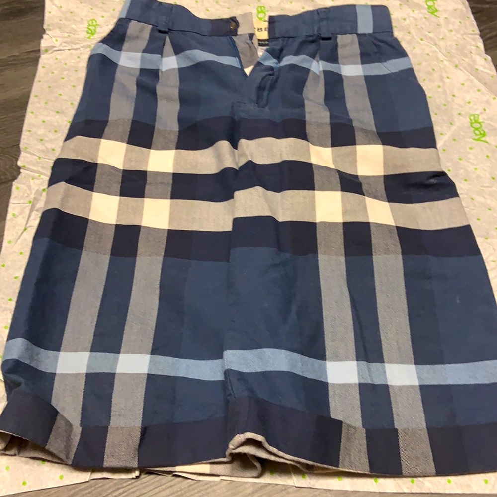 Navy blue plaid Burberry shorts